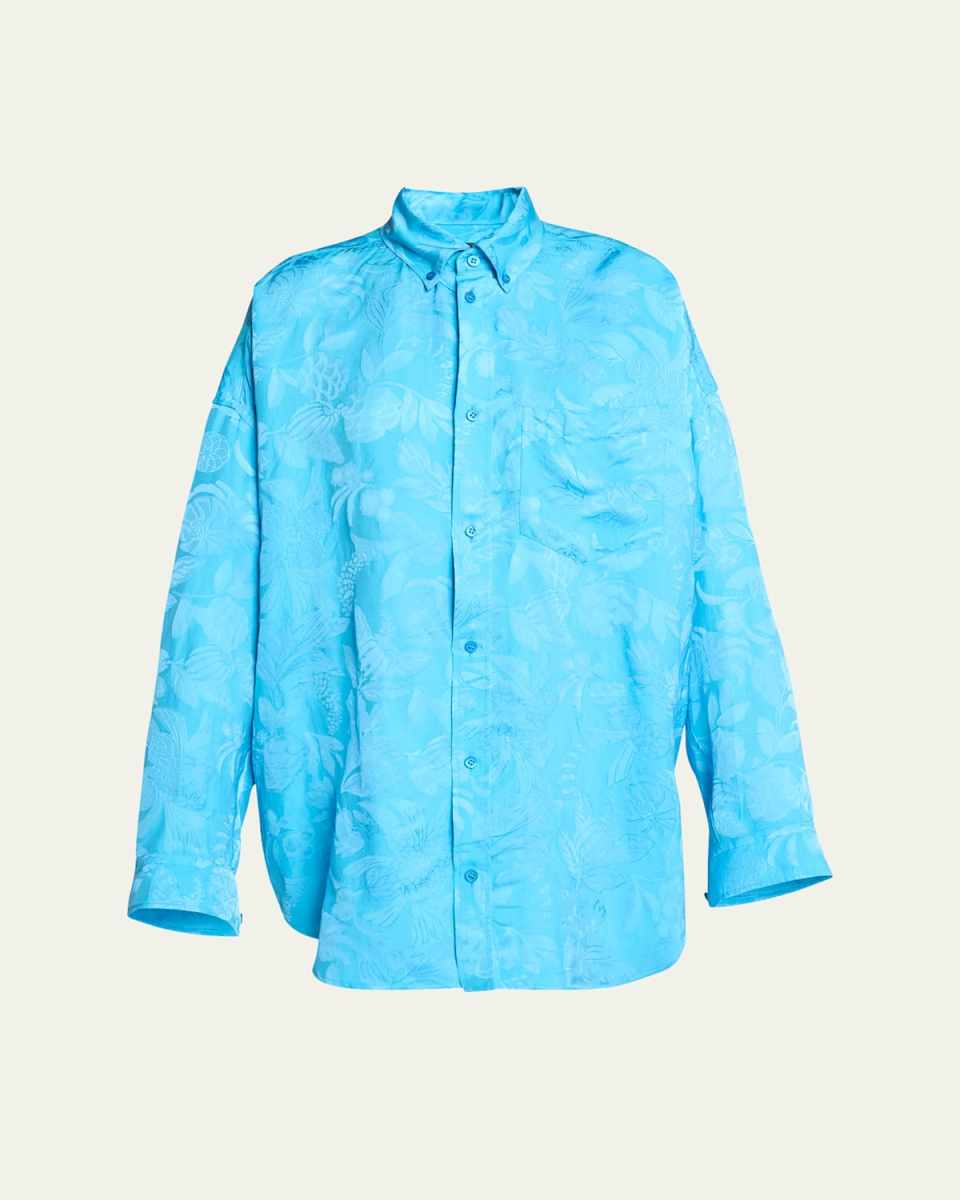Long-Sleeve Button-Down Cocoon Shirt